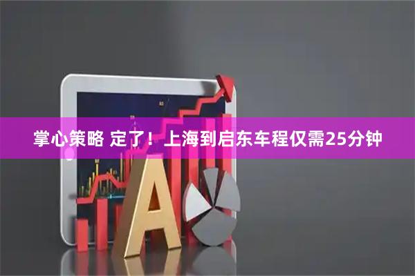 掌心策略 定了！上海到启东车程仅需25分钟