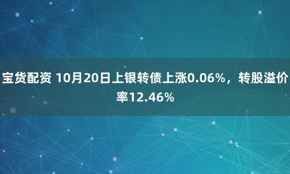 宝货配资 10月20日上银转债上涨0.06%，转股溢价率12.46%